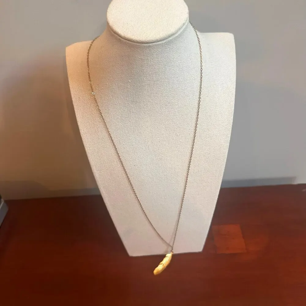 Gold Filled Feather Necklace v2014kgf  Minimalist Western Jewelry Cowgirl